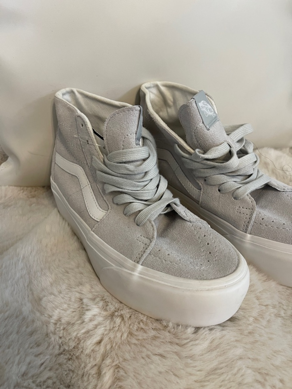 Vans Women's High-Top Suede Platform Sneakers in Light Gray size 6.5